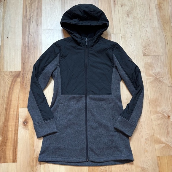 Burton Embry Fleece Black and Gray Long Hooded Jacket - Picture 3 of 16